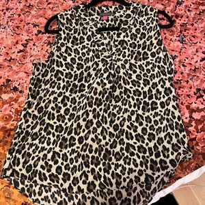 Vince Camuto Sleeveless V-Neck Leopard Print Tank